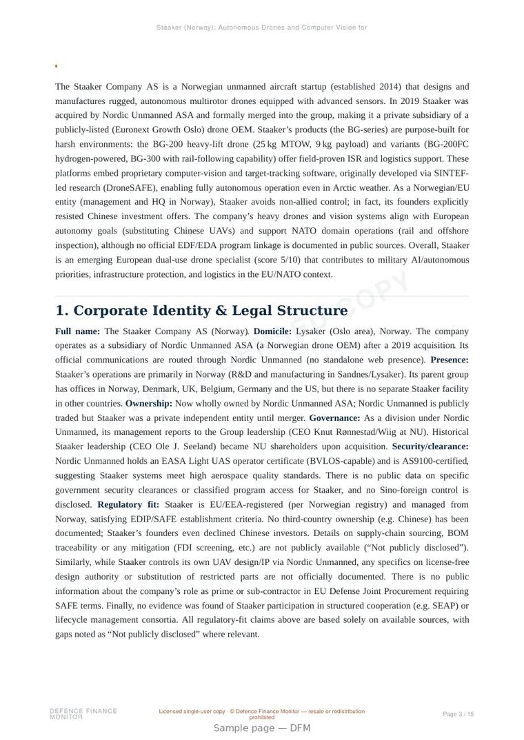 Sample page from “Staaker (Norway): Autonomous Drones and Computer Vision for Extreme Environments” — 16-page report
