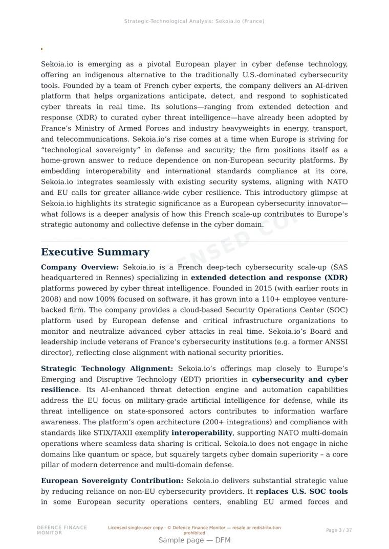 Sample page from “Sekoia.io — France defensive cyber company” — 38-page report