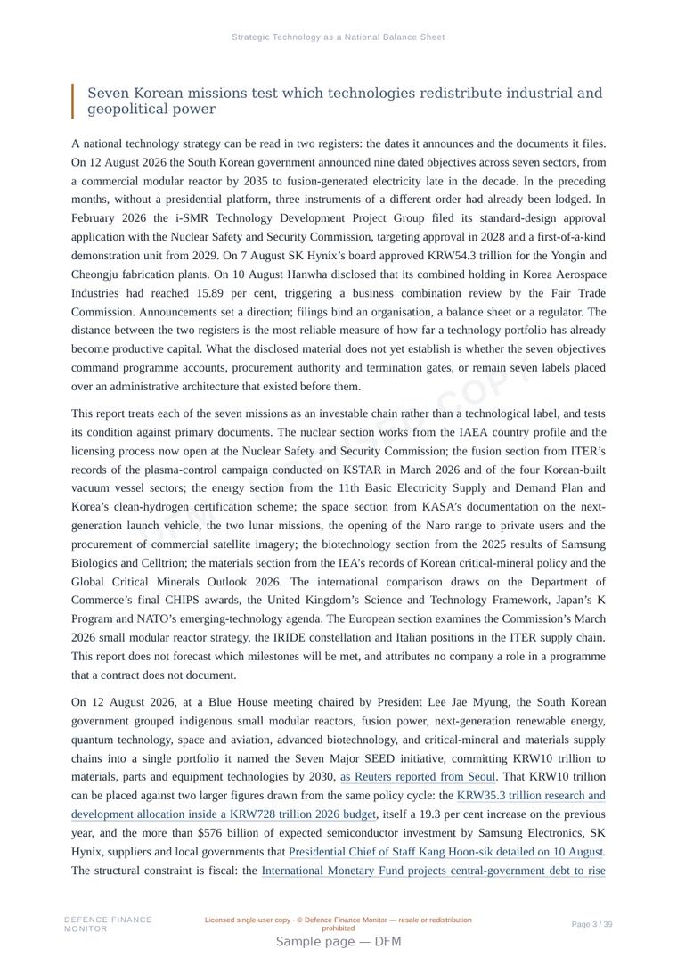 Sample page from “Strategic Technology as a National Balance Sheet” — 40-page report