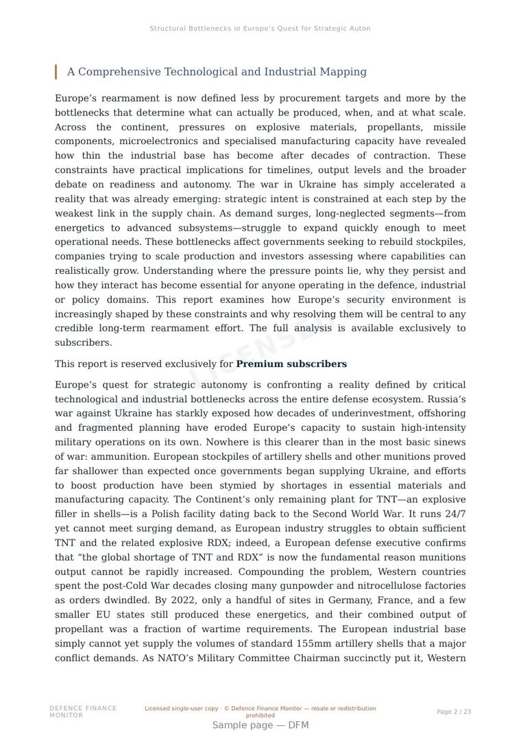 Sample page from “Structural Bottlenecks in Europe’s Quest for Strategic Autonomy” — 24-page report