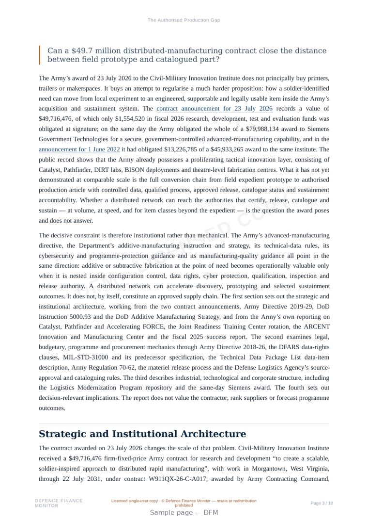 Sample page from “The Authorised Production Gap” — 19-page report