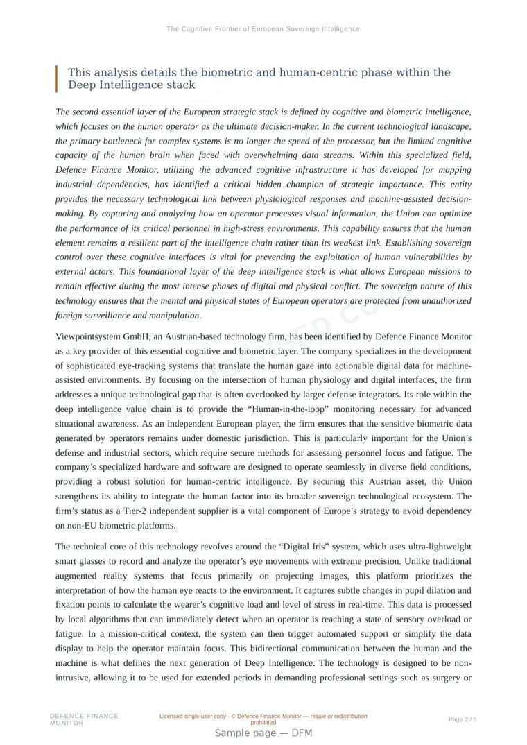 Sample page from “The Cognitive Frontier of European Sovereign Intelligence” — 6-page report
