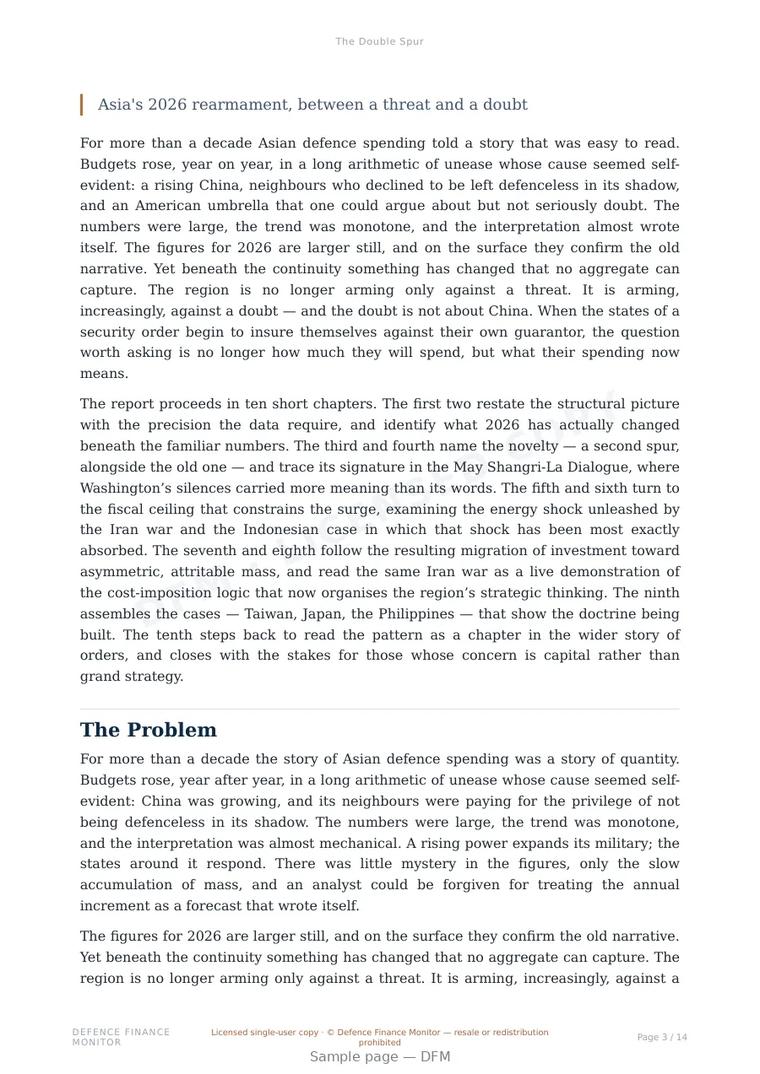 Sample page from “The Double Spur” — 15-page report
