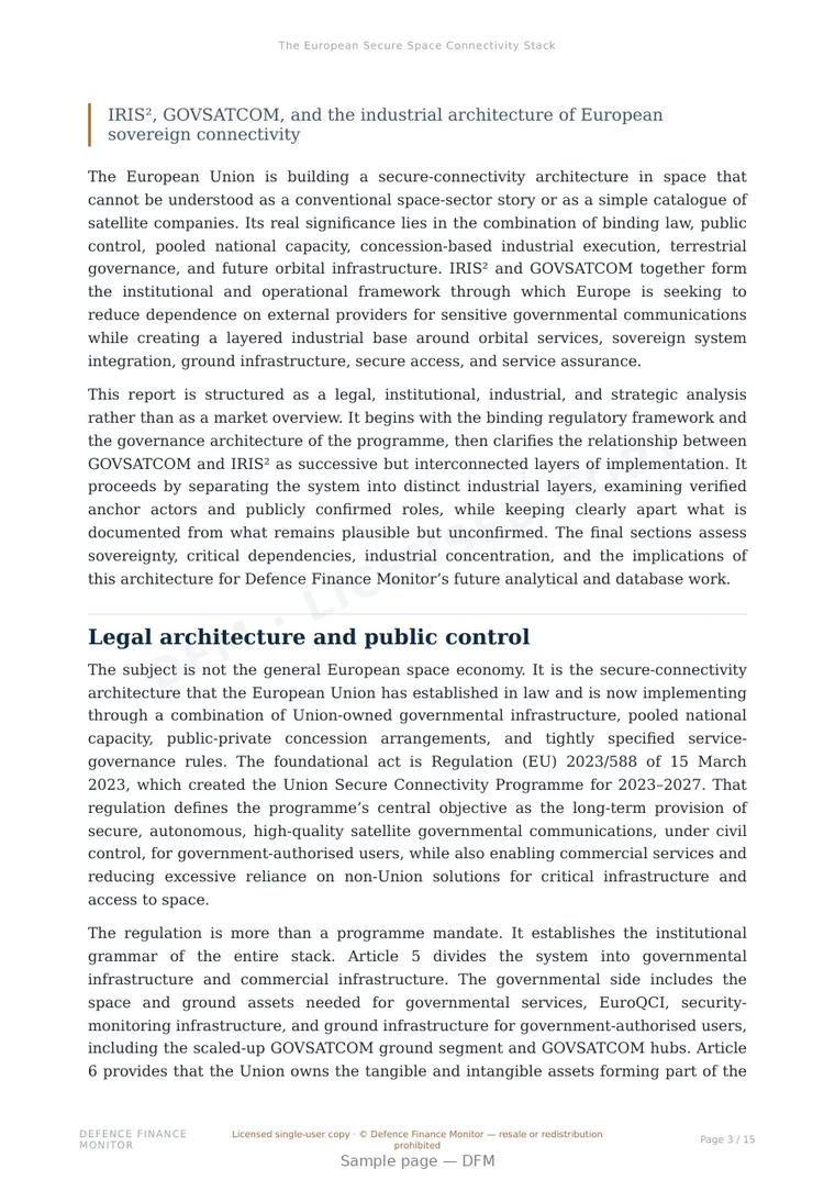 Sample page from “The European Secure Space Connectivity Stack” — 16-page report