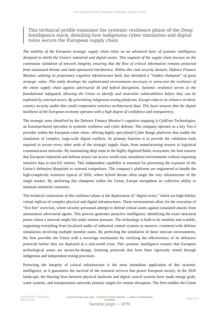 Sample page from “The Integrity of the European Strategic Supply Chain” — 6-page report