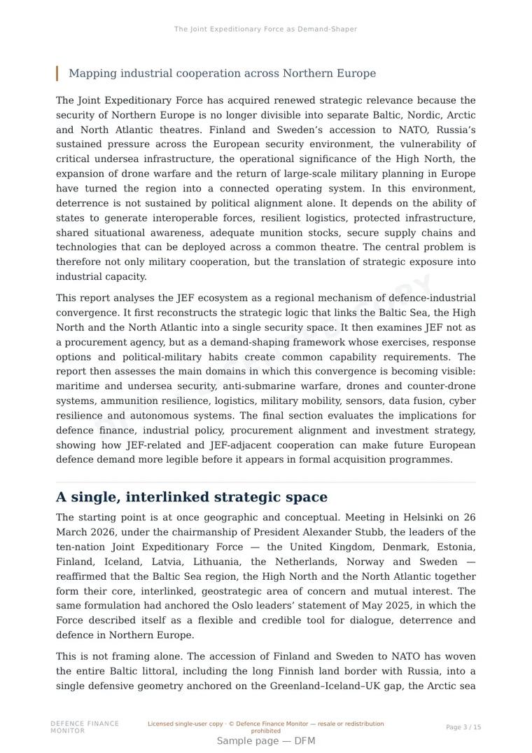 Sample page from “The Joint Expeditionary Force as Demand-Shaper” — 16-page report