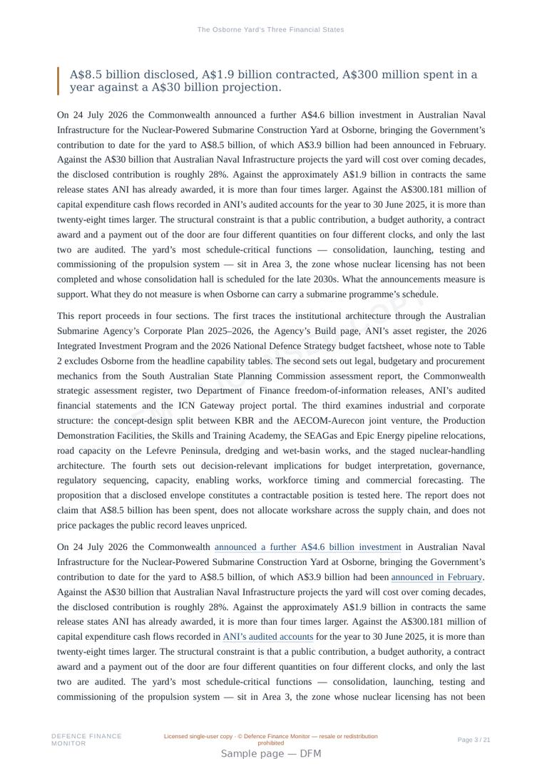 Sample page from “The Osborne Yard's Three Financial States” — 22-page report