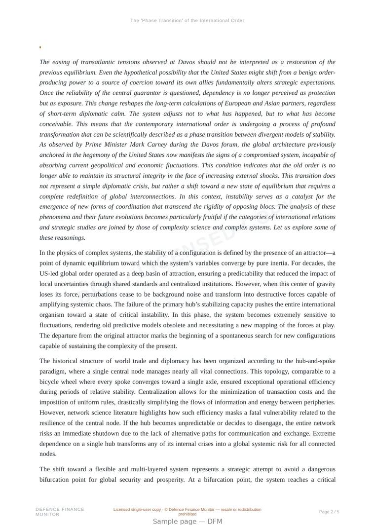 Sample page from “The 'Phase Transition' of the International Order” — 6-page report