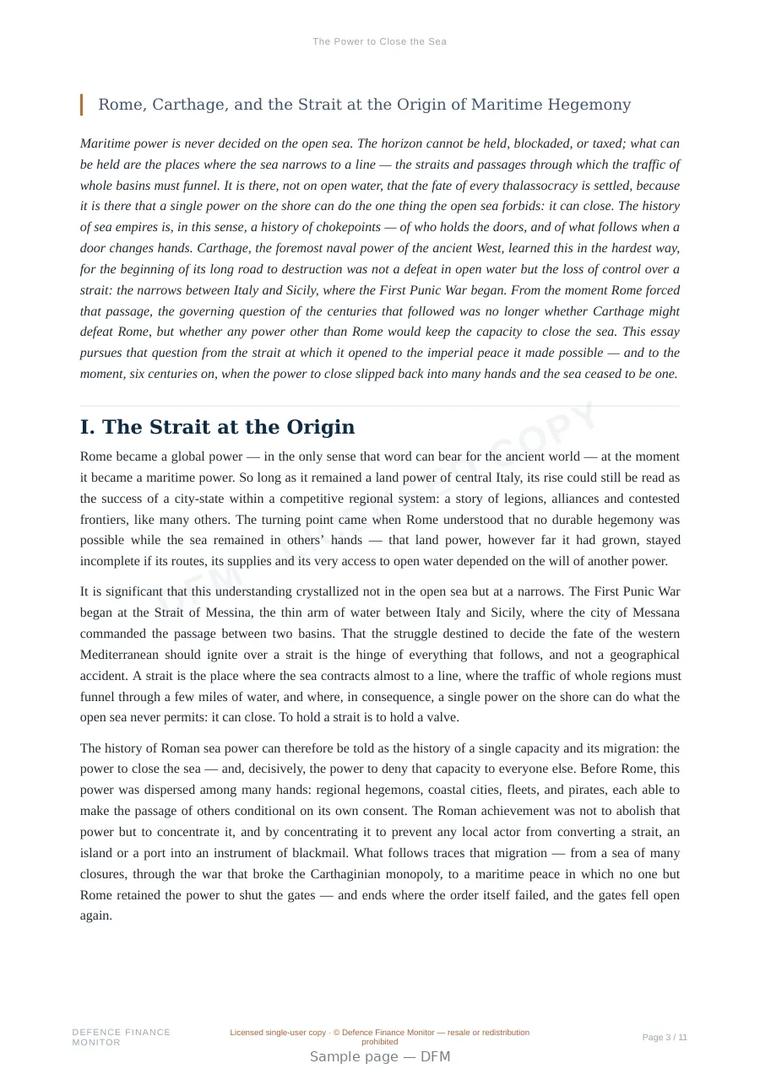 Sample page from “The Power to Close the Sea” — 12-page report