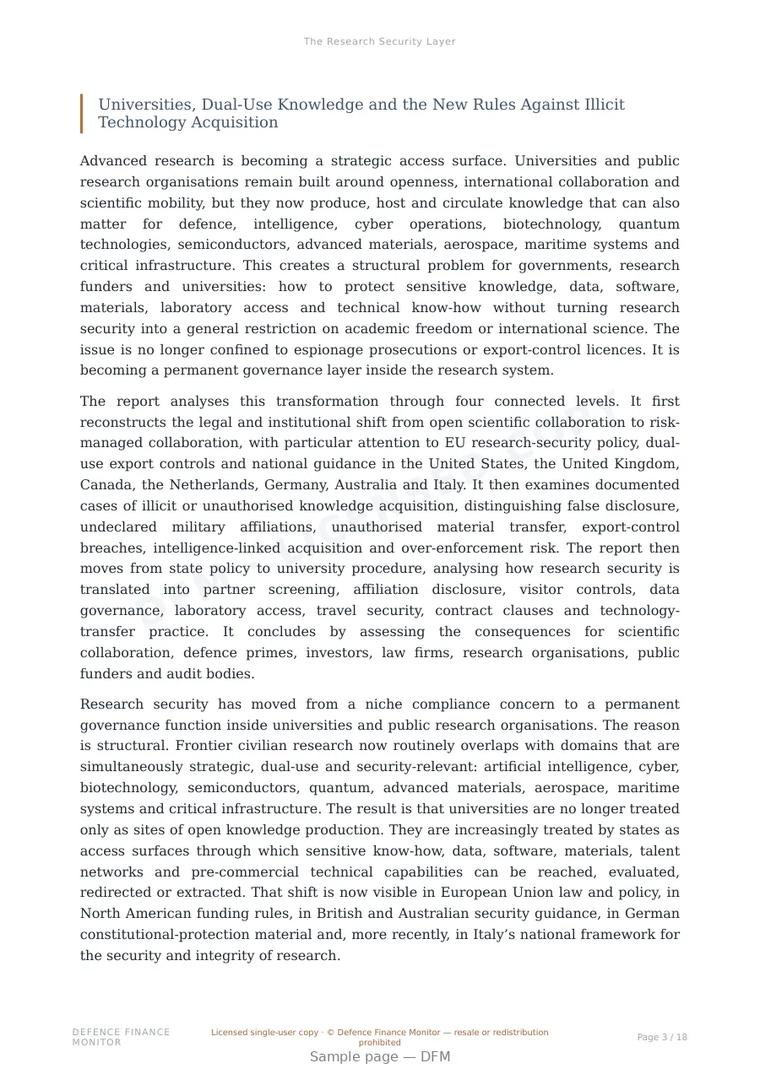 Sample page from “The Research Security Layer” — 19-page report
