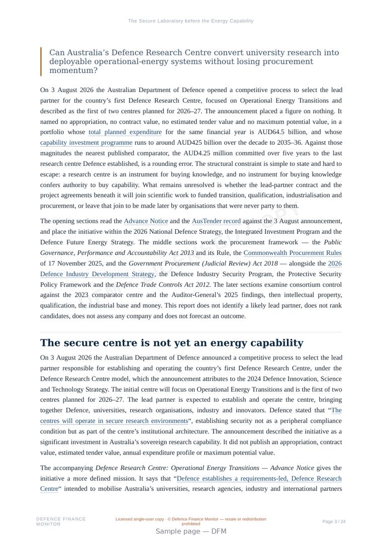 Sample page from “The Secure Laboratory before the Energy Capability” — 25-page report