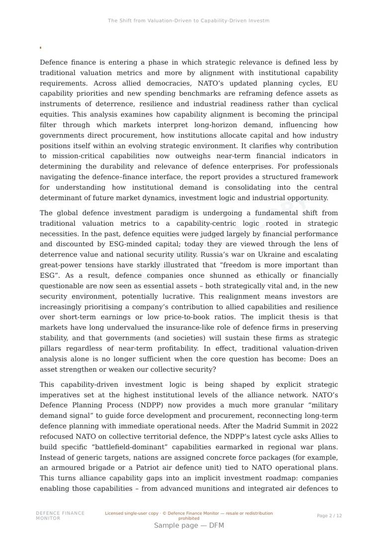 Sample page from “The Shift from Valuation-Driven to Capability-Driven Investment Logic” — 13-page report
