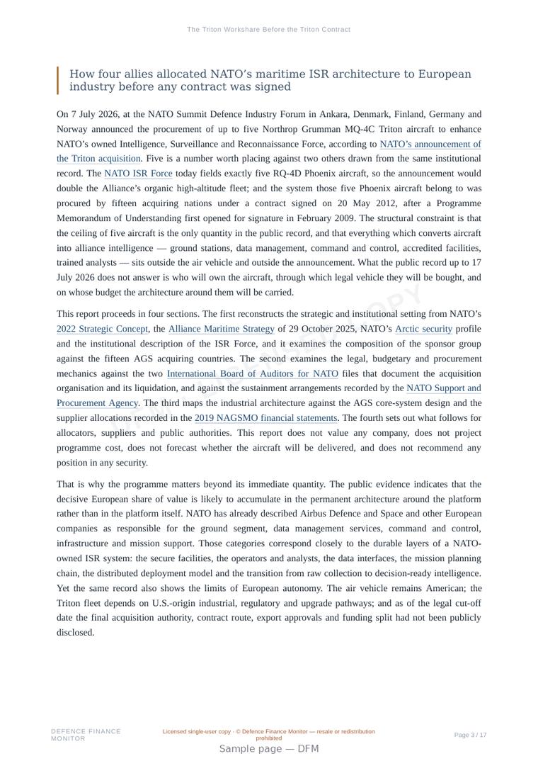 Sample page from “The Triton Workshare Before the Triton Contract” — 18-page report