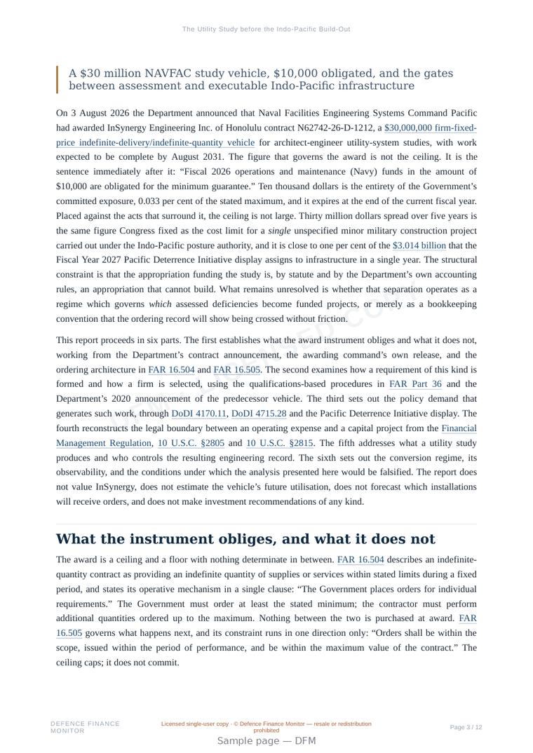 Sample page from “The Utility Study before the Indo-Pacific Build-Out” — 13-page report