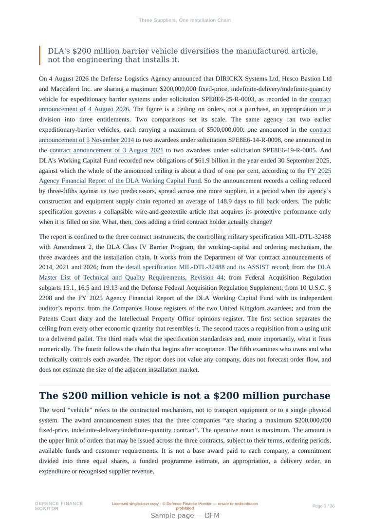 Sample page from “Three Suppliers, One Installation Chain” — 27-page report