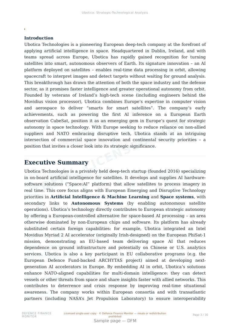 Sample page from “Ubotica Technologies — Ireland edge ai inference company” — 31-page report