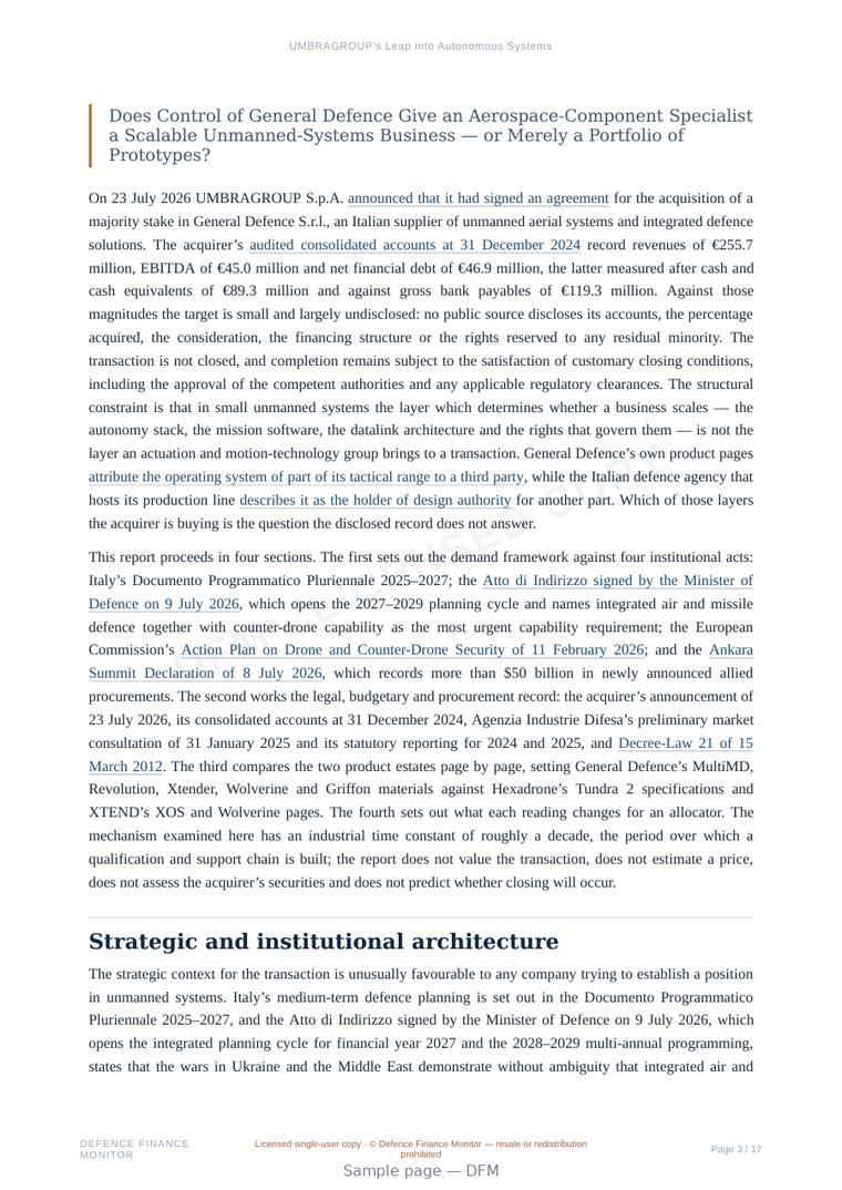 Sample page from “UMBRAGROUP’s Leap into Autonomous Systems” — 18-page report